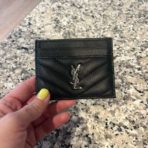 Ysl black and silver cardholder
